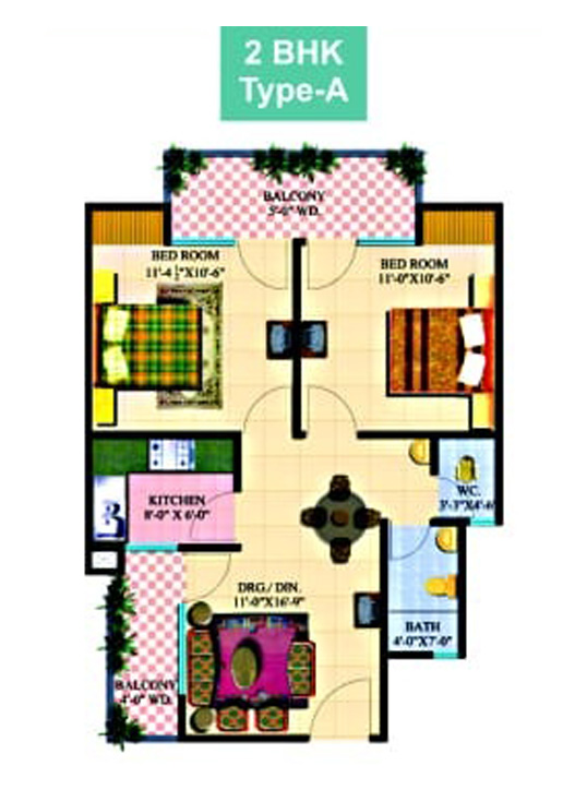Aura Chimera 2bhk Type A Floor Plan Aura Chimera 2bhk Type A Floor Plan